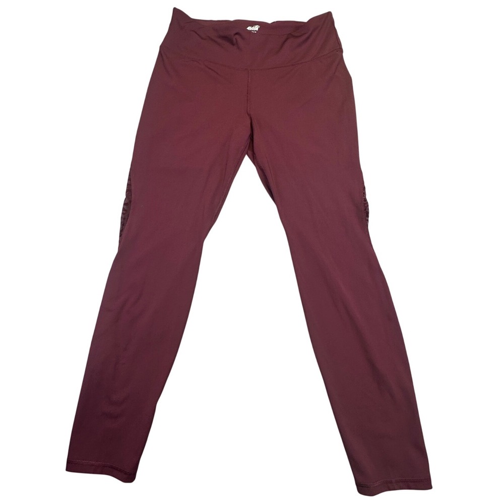 Avia Leggings Women's Large Activewear Burgundy‎ Mesh Leopard Print Workout